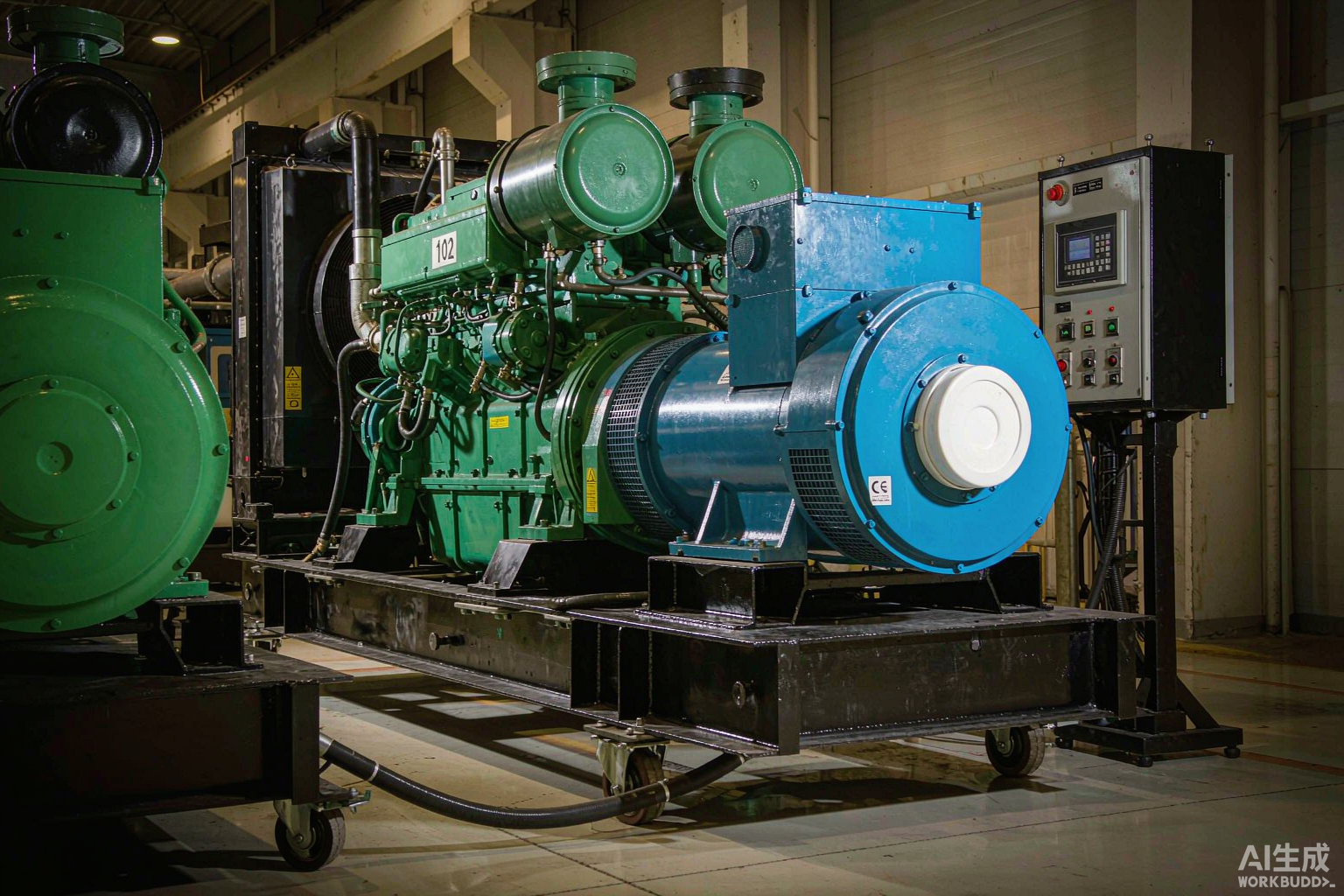 Industrial diesel generator set with ESD5500E speed control in a power plant